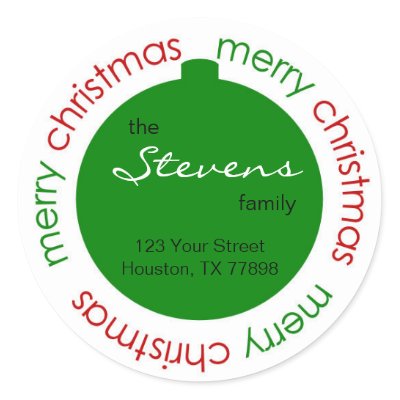 Christmas ornament return address label sticker