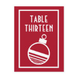 Christmas Ornament Table Numbers (Burgandy/White) Postcards