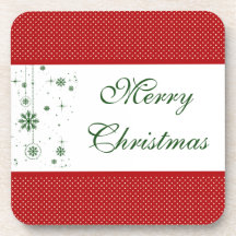 Christmas Ornaments Red Polka Dots Coaster