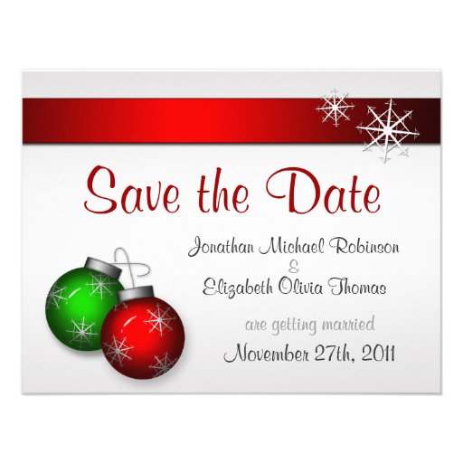 Christmas Ornaments Wedding Save The Date 4 25x5 5 Paper Invitation 