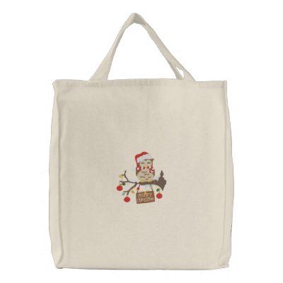 Christmas Owl embroidered bags