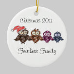 Christmas owl family ornaments