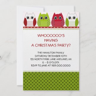 Holiday Party Invitations on Christmas Owl Holiday Party Invitations Invitation