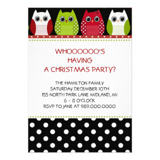 Christmas Owl Holiday Party Invitations