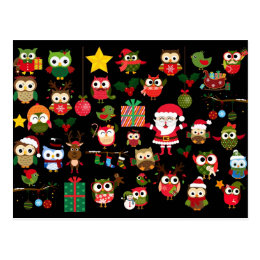 Christmas Owl Pattern Postcard