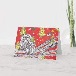 Christmas Owls 1 Christmas Card card