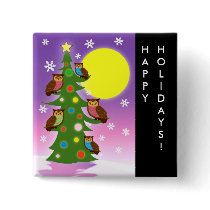 Christmas owls buttons
