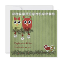 Christmas Owls Wedding Invitations