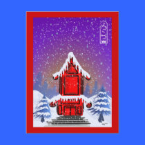 Christmas Pagoda Postcard postcards