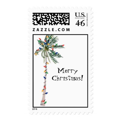 Christmas Palm Tree Postage Stamp