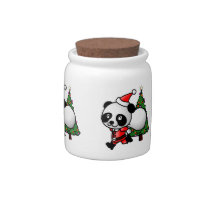 Christmas Panda Candy Jar