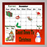 Christmas Panda Countdown To Christmas Print