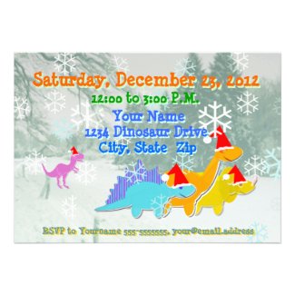 Christmas Party Cute Cartoon Dinosaurs Invitations