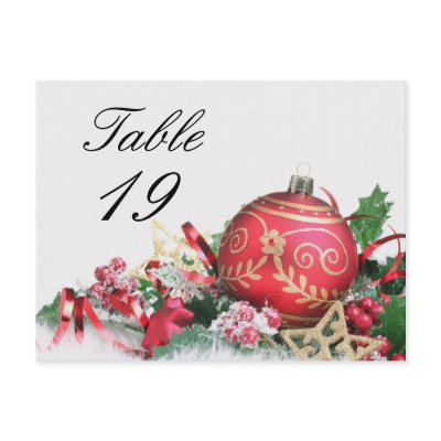 Christmas Party Event Table Number Post Card
