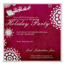 Christmas Party Holiday Invite Santa & Reindeer