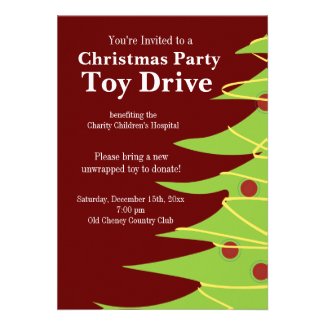 Christmas Party Holiday Toy Drive Invitations