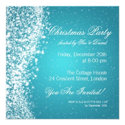 Christmas Party Invitation Elegant Sparkle Blue