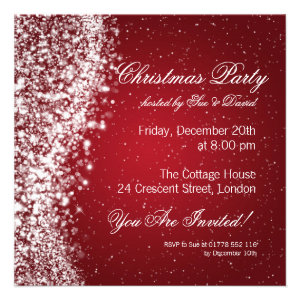 Christmas Party Invitation Elegant Sparkle Red
