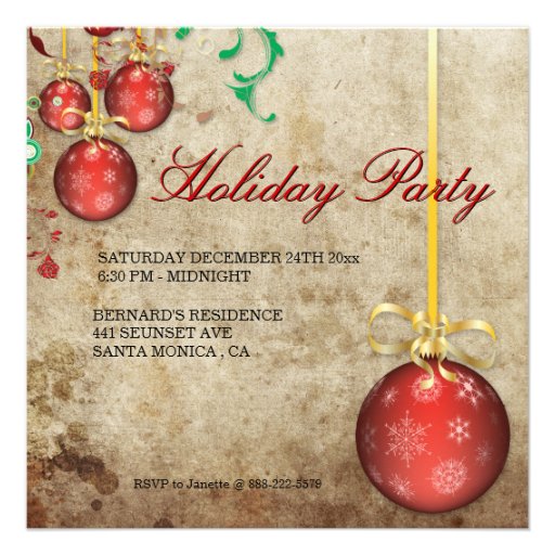 Christmas Party Invitation Fancy Ornaments
