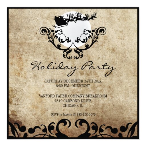 Christmas Party Invitation-Santa and Reindeer (front side)