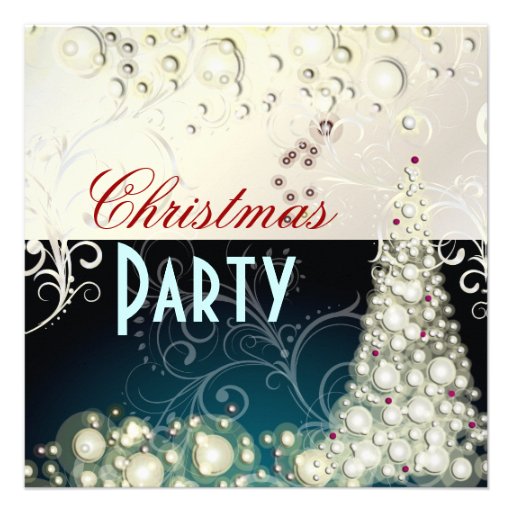 Christmas Party invitations, champagne bubbles (front side)