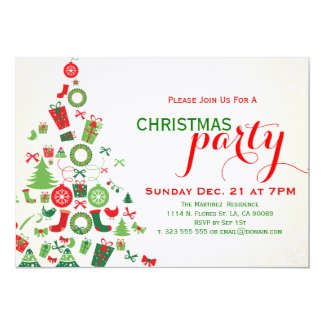 Christmas Party Invite Colorful Christmas Tree