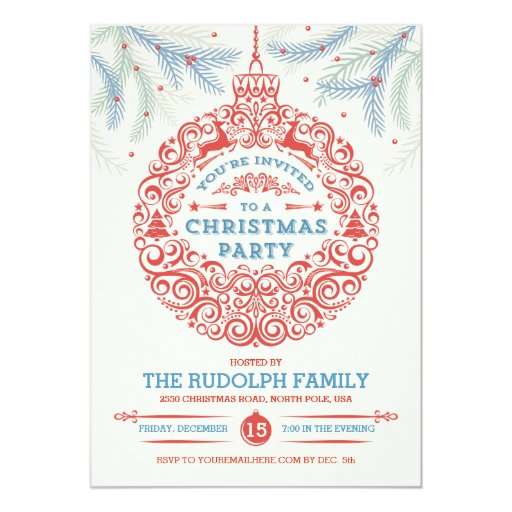 christmas party ornament invitation zazzle christmas party ornament invitation zazzle