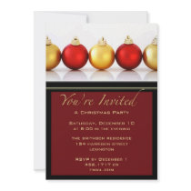 Christmas Party Red & Gold Balls Invitation