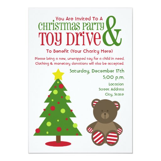 Christmas Party &amp; Toy Drive Invitation | Zazzle