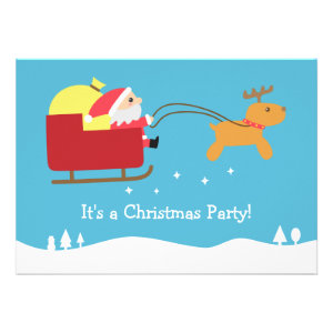 Christmas Party with Cute Santa and Reindeer Card