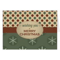 christmas, xmas, holidays, celebration, winter, snowflakes, vintage, retro, vintage christmas card, retro xmas card, dots, polka dots, antique, Card with custom graphic design