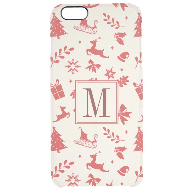 Christmas Pattern Art Deco Monogram Initial Uncommon Clearlyâ„¢ Deflector iPhone 6 Plus Case