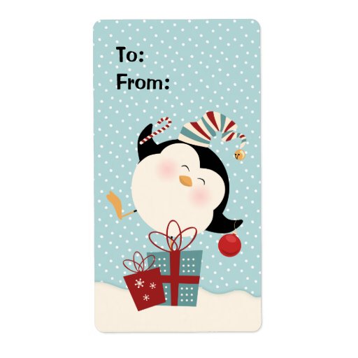 christmas penguin gift tag label zazzle christmas penguin gift tag label zazzle