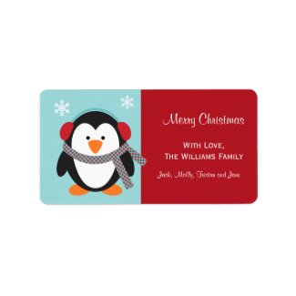 Christmas Penguin Gift Tag Labels label