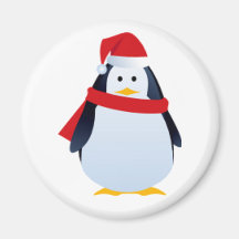 Christmas Penguin In A Santa Hat Magnets