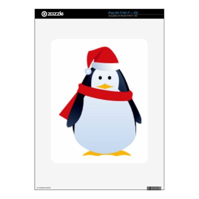Christmas Penguin In A Santa Hat Skin For The iPad