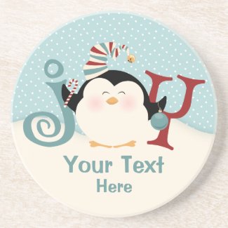 Christmas Penguin Joy Beverage Coaster