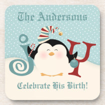 Christmas Penguin Joy cork coasters