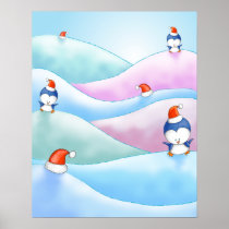 christmas penguin land poster