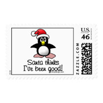 Christmas Penguin postage by ironydesign Christmas Penguin postage