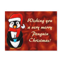 Christmas Penguin Postcard by Customizables Christmas Penguin Postcard