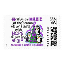 Christmas Penguins Alzheimer's Disease Postage Stamps