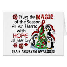 Christmas Penguins Brain Aneurysm Greeting Cards