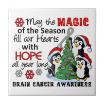 Christmas Penguins Brain Cancer Tile