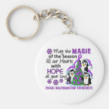 Christmas Penguins Chiari Malformation Keychain
