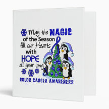 Christmas Penguins Colon Cancer Vinyl Binders