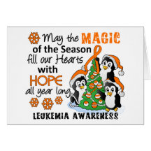 Christmas Penguins Leukemia Greeting Cards