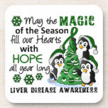 Christmas Penguins Liver Disease Beverage Coaster