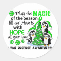 Christmas Penguins Lyme Disease Stickers