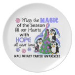 Christmas Penguins Male Breast Cancer Dinner Plate